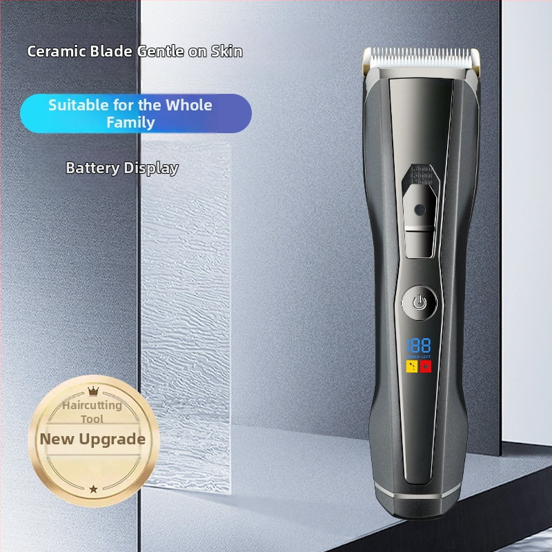 Безжичен професионален подстригвач за салони с LCD дисплей, керамична режеща глава, безчетков мотор, водоустойчив, вградена батерия 2000–4000 mAh