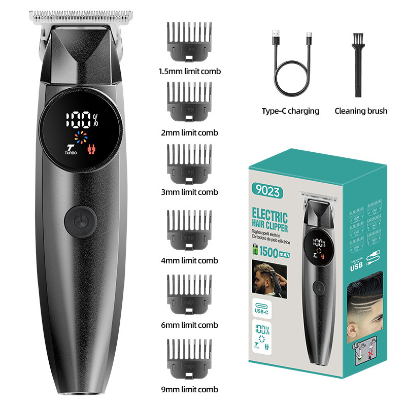 Mașină de tuns electrică, reîncărcabilă, lame din aliaj de titan, baterie încorporată 1200–2000 mAh (1–3 h autonomie), cap de tăiere detașabil și lavabil, rezistentă la apă, zgomot sub 36 dB, potrivită pentru animale de companie