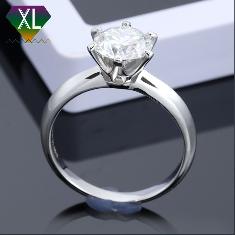 Inel din moissanit, cu inlay, formă circulară, claritate VVS