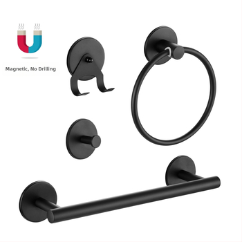 Magnetni držač za ručnike s prstenom i kukom, nehrđajući čelik, montaža bez bušenja, nosivost 2 kg, površinska završna obrada pečena boja