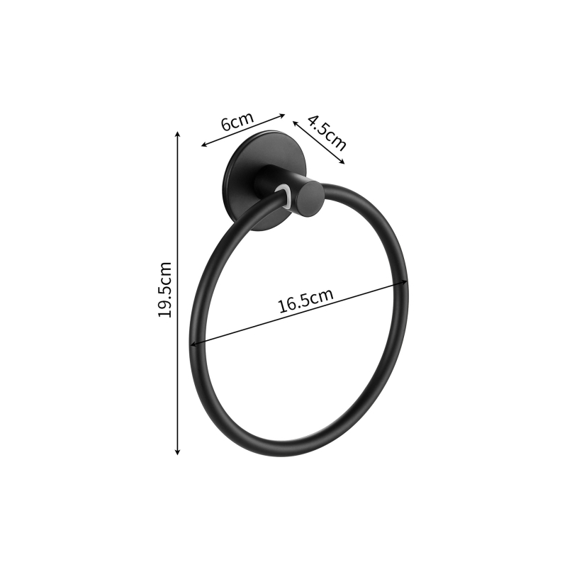 Magnetni držač za ručnike s prstenom i kukom, nehrđajući čelik, montaža bez bušenja, nosivost 2 kg, površinska završna obrada pečena boja