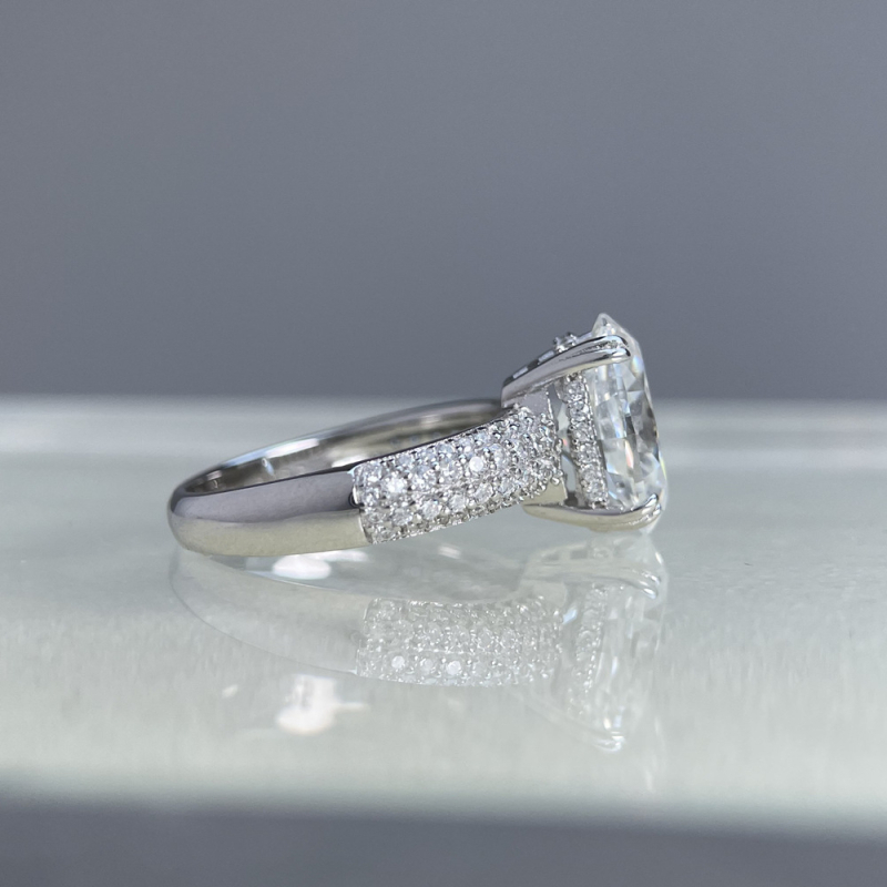 Inel Moissanite 4,5 carate din argint 925 pentru femei, design geometric cu încrustare