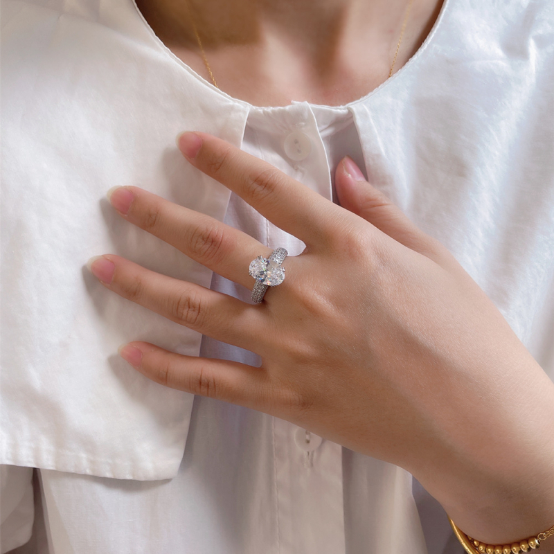 Inel Moissanite 4,5 carate din argint 925 pentru femei, design geometric cu încrustare