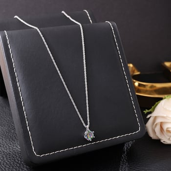 Geometriai alakú moissanit nyaklánc réz alapú, 18k aranyozott medál, golyós lánc, elektroplatírozás