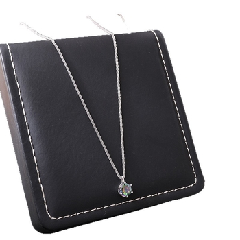 Geometriai alakú moissanit nyaklánc réz alapú, 18k aranyozott medál, golyós lánc, elektroplatírozás