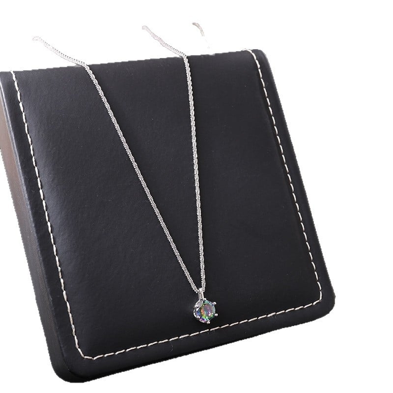 Geometriai alakú moissanit nyaklánc réz alapú, 18k aranyozott medál, golyós lánc, elektroplatírozás