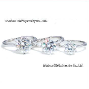 Prsten od moissanita Charin Jewelry — okrugli oblik, inlay postavljanje, čistoća VVS