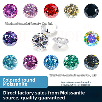 Moissanit slobodan kamen – okrugli oblik, VVS čistoća, poliran, dizajn Osam srca Osam strijela, umjetni kamen