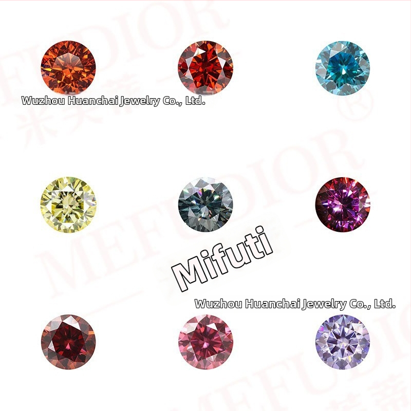 Moissanit slobodan kamen – okrugli oblik, VVS čistoća, poliran, dizajn Osam srca Osam strijela, umjetni kamen
