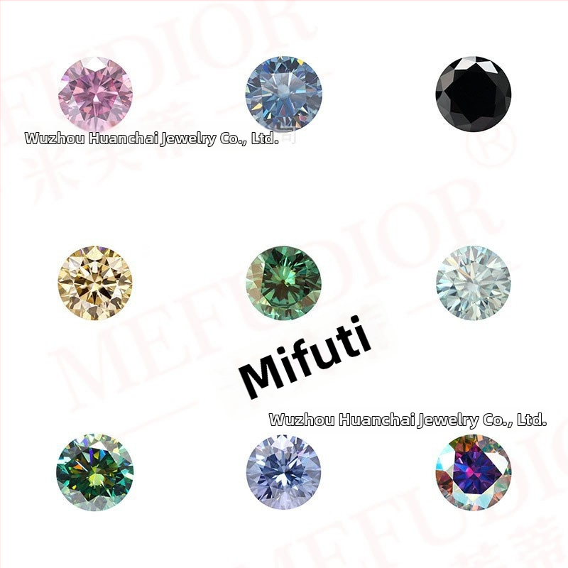 Moissanit slobodan kamen – okrugli oblik, VVS čistoća, poliran, dizajn Osam srca Osam strijela, umjetni kamen