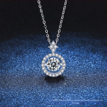 S925 ezüst nyaklánc, dobogó szív Moissanite medállal, keresztes lánccal, állítható hosszúságú 21–50 cm