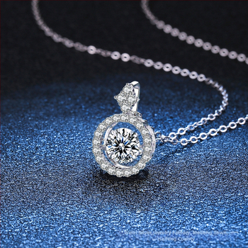 S925 ezüst nyaklánc, dobogó szív Moissanite medállal, keresztes lánccal, állítható hosszúságú 21–50 cm