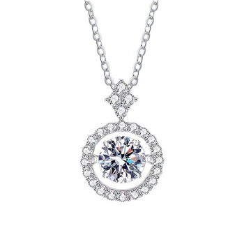 S925 ezüst nyaklánc, dobogó szív Moissanite medállal, keresztes lánccal, állítható hosszúságú 21–50 cm