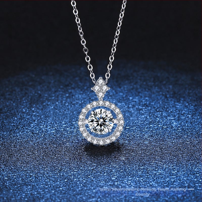 S925 ezüst nyaklánc, dobogó szív Moissanite medállal, keresztes lánccal, állítható hosszúságú 21–50 cm