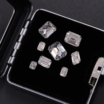 Moissanit nerafinirani kamen, oblik dugačko kvadratni cushion-cut, čistoća VVS, umjetni materijal, prilagodljiva obrada