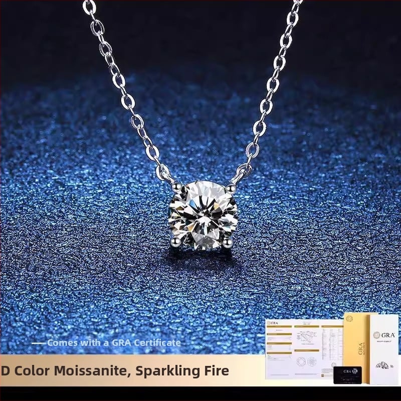 Moissanit D-színű, geometriás medál, 925-ös ezüst, platina bevonat, keresztlánc, állítható hosszúságú nyaklánc