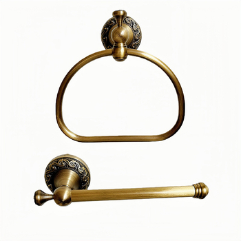 Bakreni držač za ručnike s antiknim završetkom, s jednom šipkom, nosivost 3 kg