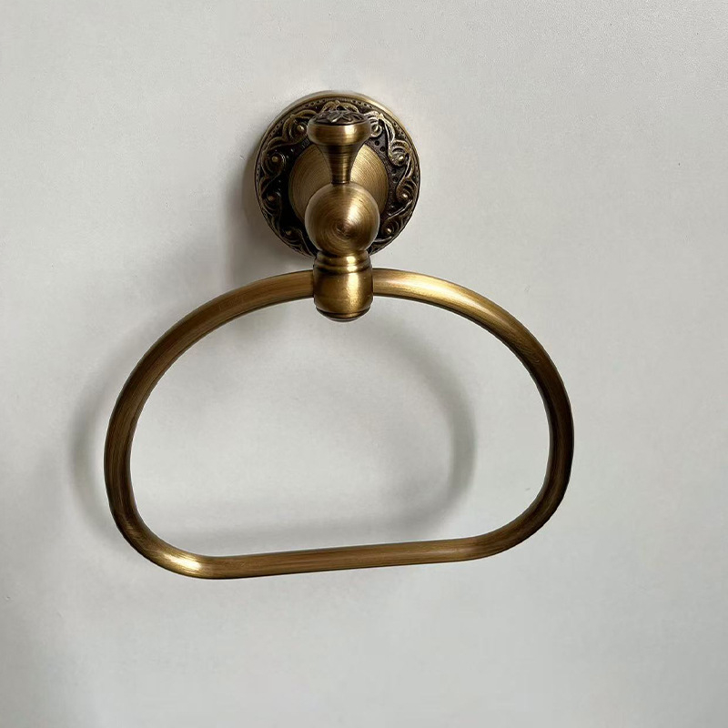 Bakreni držač za ručnike s antiknim završetkom, s jednom šipkom, nosivost 3 kg