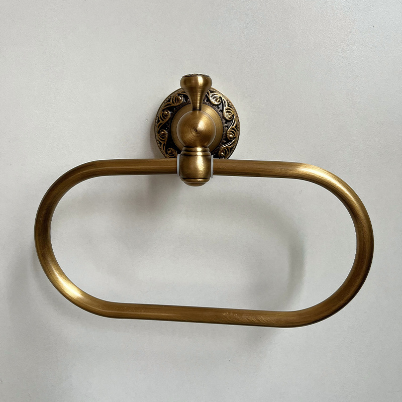 Bakreni držač za ručnike s antiknim završetkom, s jednom šipkom, nosivost 3 kg