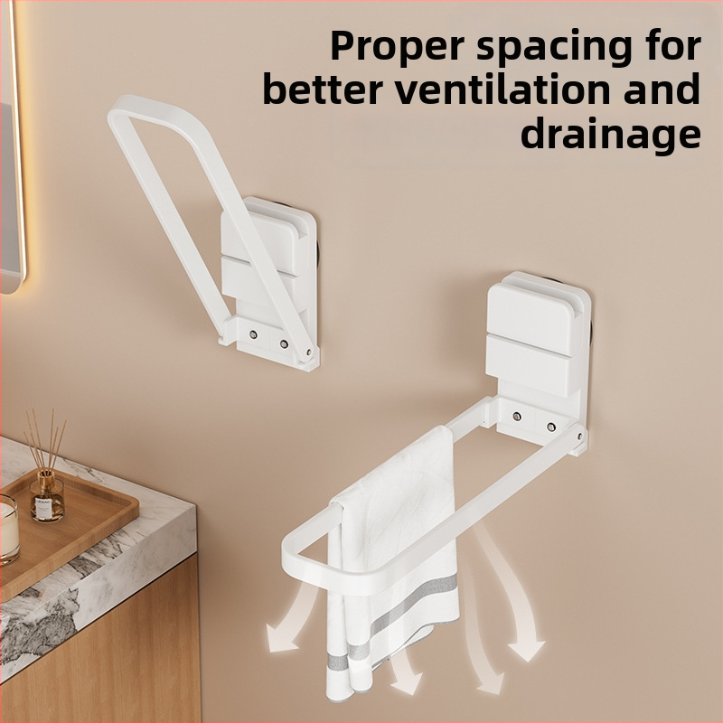 Držač za ručnike sa vakuumom za kupaonicu, na zid, sklapan, jednostavan i modernan stil, 1 razina, nosivost 5 kg