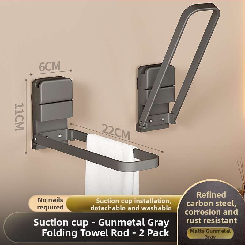 Držač za ručnike sa vakuumom za kupaonicu, na zid, sklapan, jednostavan i modernan stil, 1 razina, nosivost 5 kg