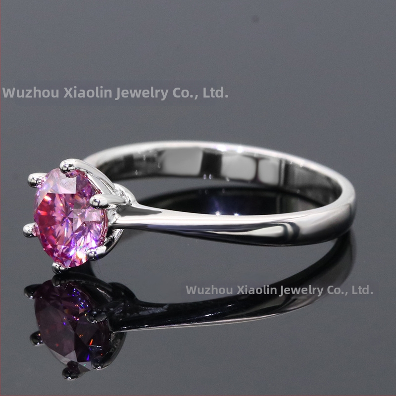 Prsten od moissanita, okruglog oblika, ugradni dizajn, jednostavan stil, čistoća VVS