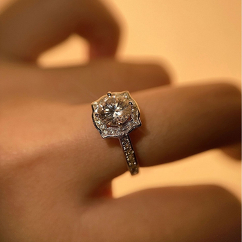 Bakreni prsten za žene s dijamantnim izgledom, Seiko obrada, Ice earl jewelry factory