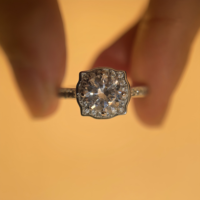 Bakreni prsten za žene s dijamantnim izgledom, Seiko obrada, Ice earl jewelry factory