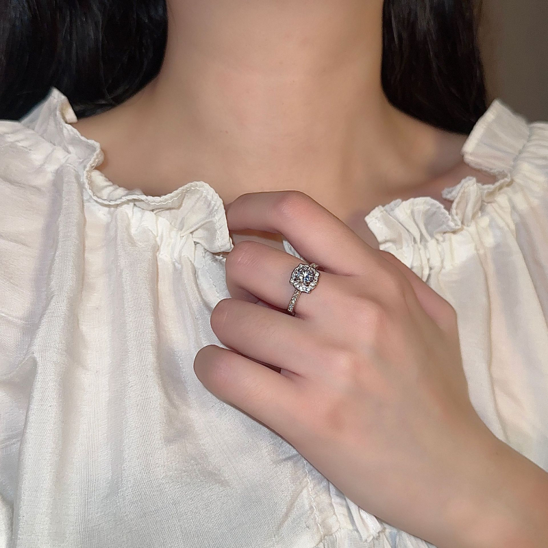 Bakreni prsten za žene s dijamantnim izgledom, Seiko obrada, Ice earl jewelry factory