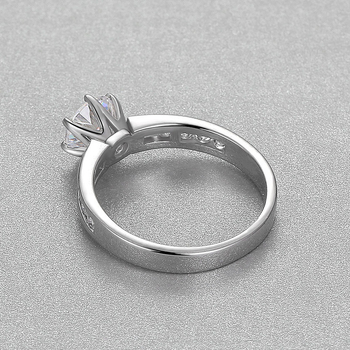 Prsten s moissanitom, 1,25 ct, šestozubna kruna, srebro 925 s Pt950 premazom, ženski modni nakit