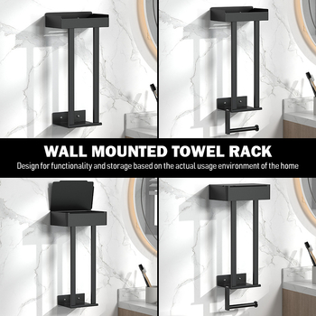 JANEDAN Zidni držač ručnika, 1-slojni zidni držač ručnika, završna obrada sprejem, od niskougljičnog čelika, nosivost 10 kg