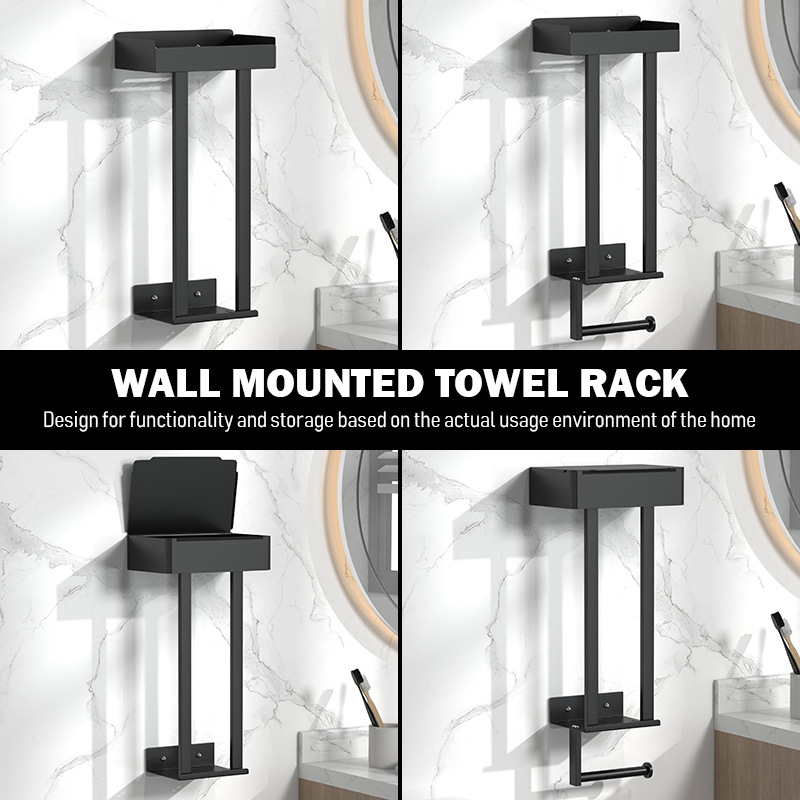 JANEDAN Zidni držač ručnika, 1-slojni zidni držač ručnika, završna obrada sprejem, od niskougljičnog čelika, nosivost 10 kg