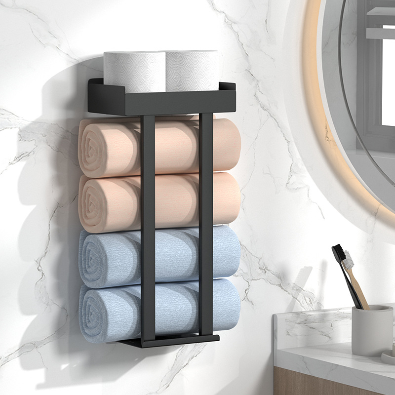 JANEDAN Zidni držač ručnika, 1-slojni zidni držač ručnika, završna obrada sprejem, od niskougljičnog čelika, nosivost 10 kg