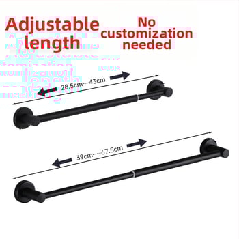 Teleskopski držač za ručnike od nehrđajućeg čelika za kupaonicu, montaža bušenjem, nosivost 5 kg