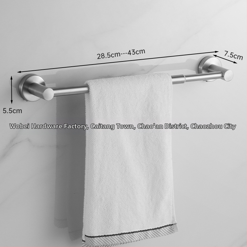 Teleskopski držač za ručnike od nehrđajućeg čelika za kupaonicu, montaža bušenjem, nosivost 5 kg