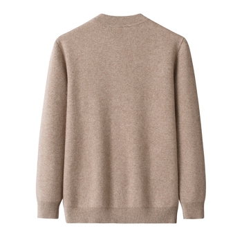 Muški debeli vuneni kardigan, okrugli izrez, dugi rukavi, ležerni kroj, bez glačanja, vuna 96–99%, obična duljina, zima