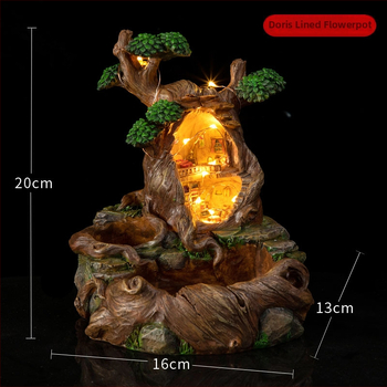 Posuda od smole za sukulente s LED osvjetljenjem – mikropejzaž u pastoralnom stilu s kućicom na drvetu