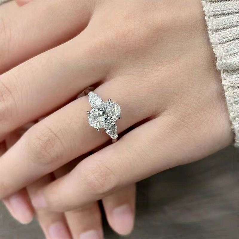 Geometrijski bakreni prsten s dijamantnom postavom, Monica, za žene