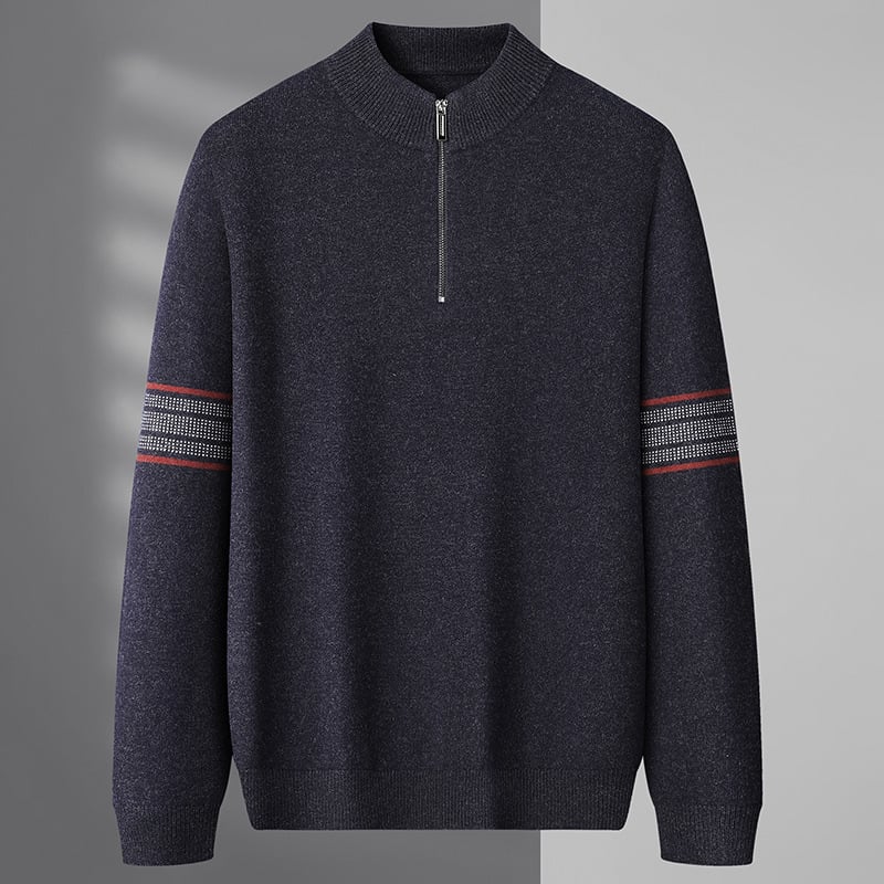 Muški debeli vuneni džemper s okruglim izrezom, 100% vuna, uski kroj, dugi rukavi