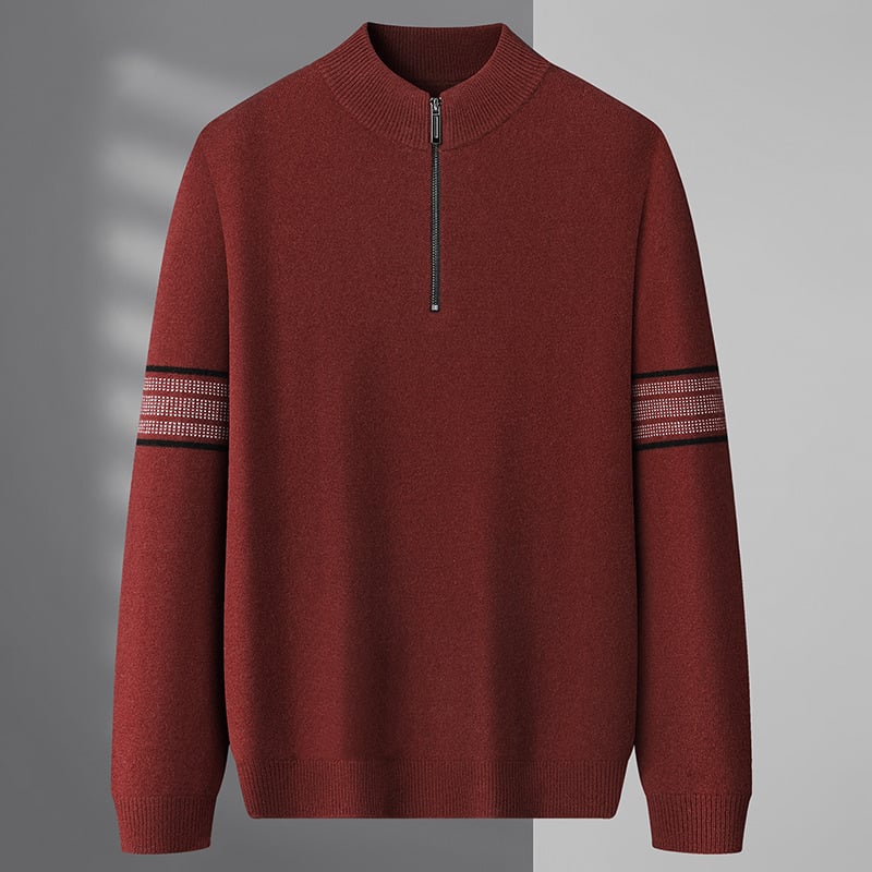 Мъжки дебел вълнен пуловер с кръгло деколте, 100% вълна, тясна кройка, дълъг ръкав