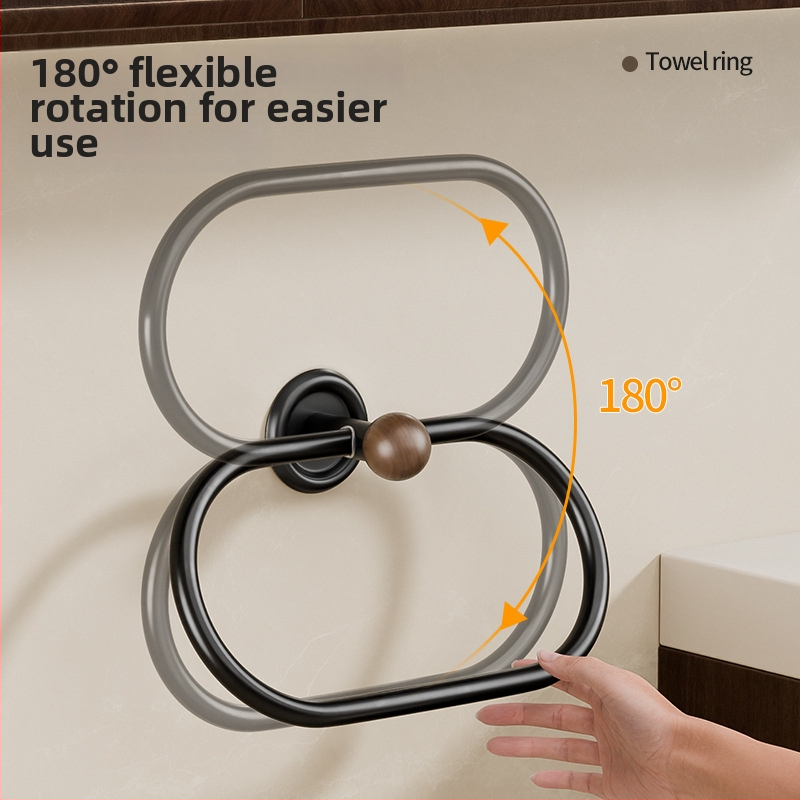 Zidni držač ručnika za kupaonicu, bez bušenja, ABS, Bake Paint završna obrada, nosivost 10 kg, 1 razina, sklopivi, protuklizni