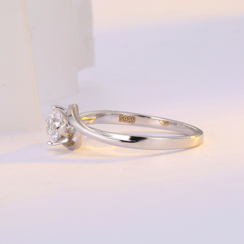 Prsten s jednim dijamantom, bakreni prsten s uvijenim ramenom i valovitim dizajnom, 0,60 ct, za žene