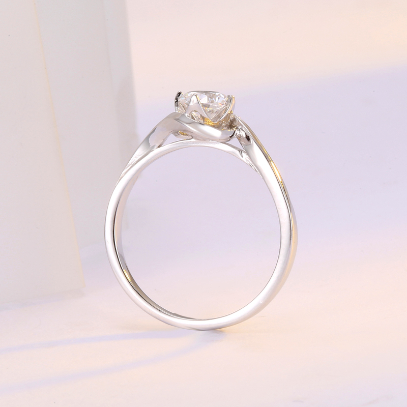 Prsten s jednim dijamantom, bakreni prsten s uvijenim ramenom i valovitim dizajnom, 0,60 ct, za žene