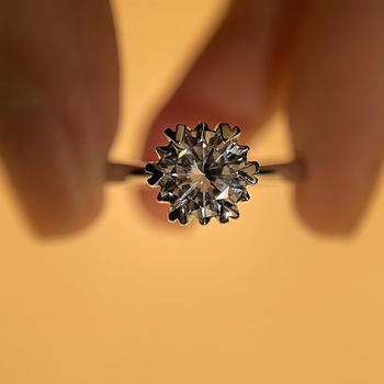 Gyűrű szív alakú hópehely motívummal, fehér réz anyagból, Seiko felületkezelés, nőknek