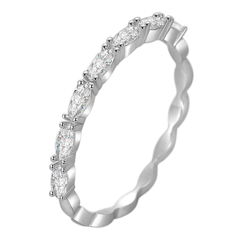 Női geometrikus gyűrű fehér réz cirkóniával, koreai stílus, testreszabható