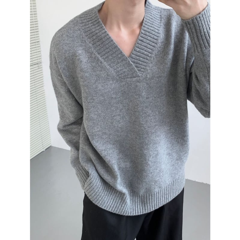 Muški džemper s okruglim izrezom, ležeran kroj, dugi rukav, fina vuna, jesen 2024