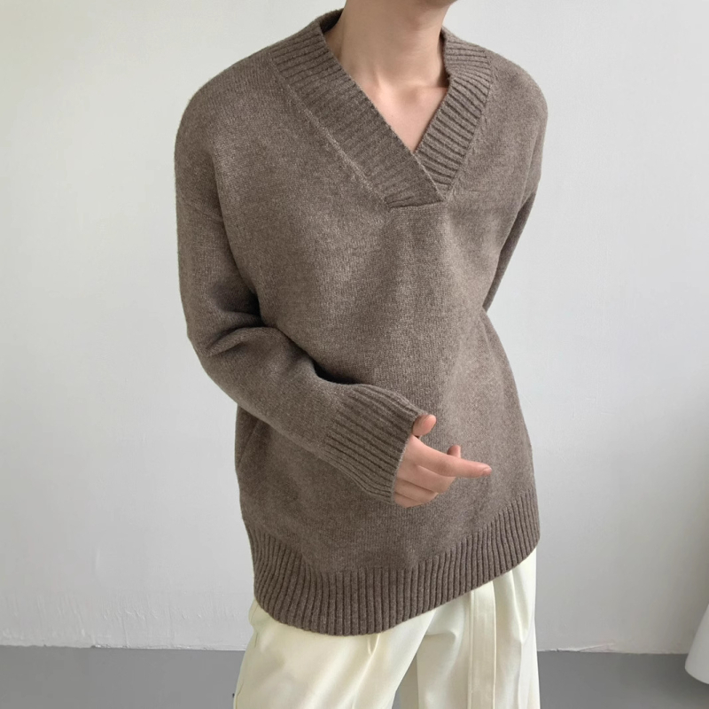 Muški džemper s okruglim izrezom, ležeran kroj, dugi rukav, fina vuna, jesen 2024