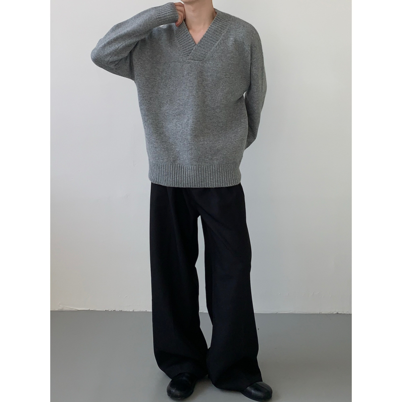 Muški džemper s okruglim izrezom, ležeran kroj, dugi rukav, fina vuna, jesen 2024