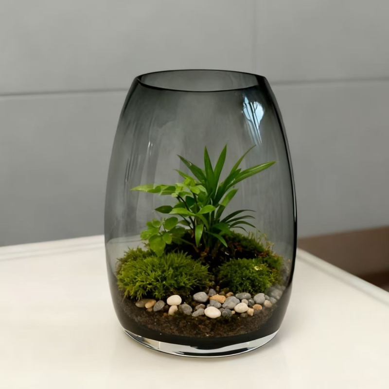 Γυάλινο θερμοκήπιο-διακοσμητικό για μικροτοπίο με βρύα και φυτά, υδροπονική φιάλη, διακοσμητικό γραφείου, Crystal yao