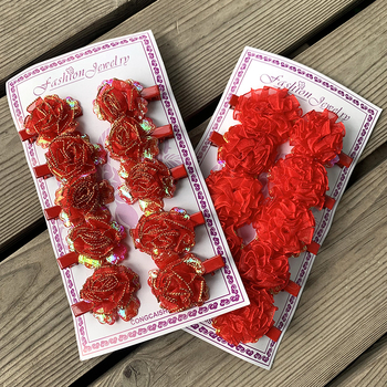 Hajcsat kacsaorrú klippel, textil virág dizájn, kézzel készített, nemzeti stílus